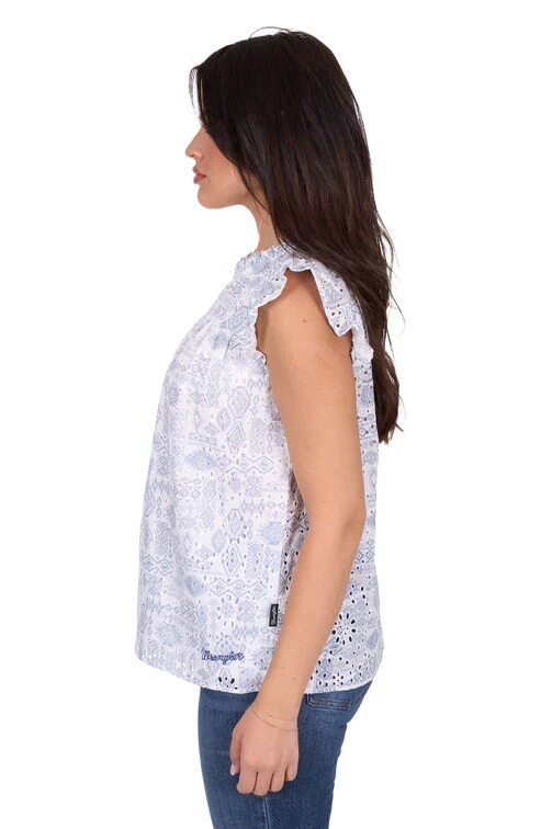 Wrangler Womens Harlow Sleeveless Blouse (X5S2537444) Blue - Image 3