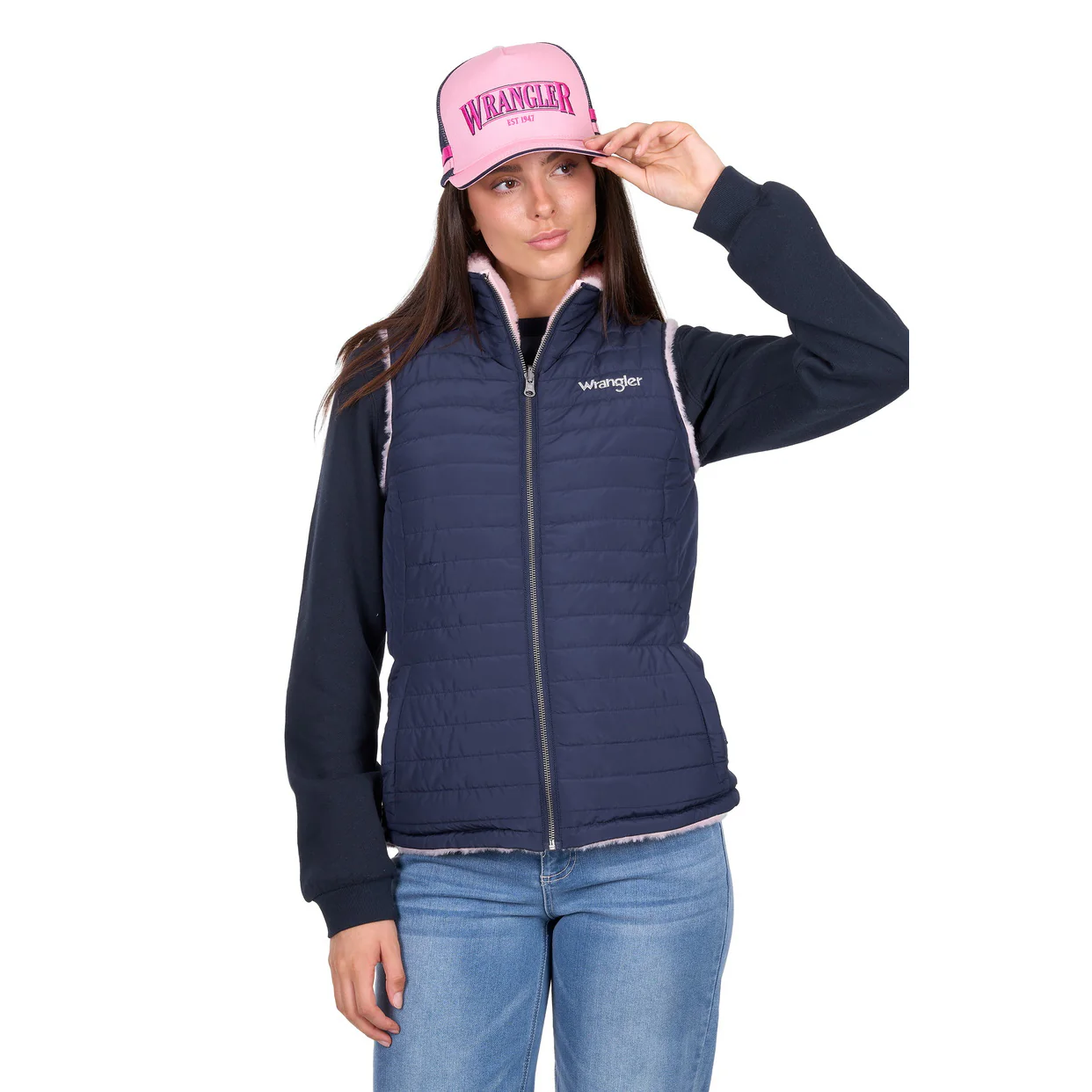 Wrangler Womens Marta Reversible Vest (X6W2694573) Navy/Pink - Image 7